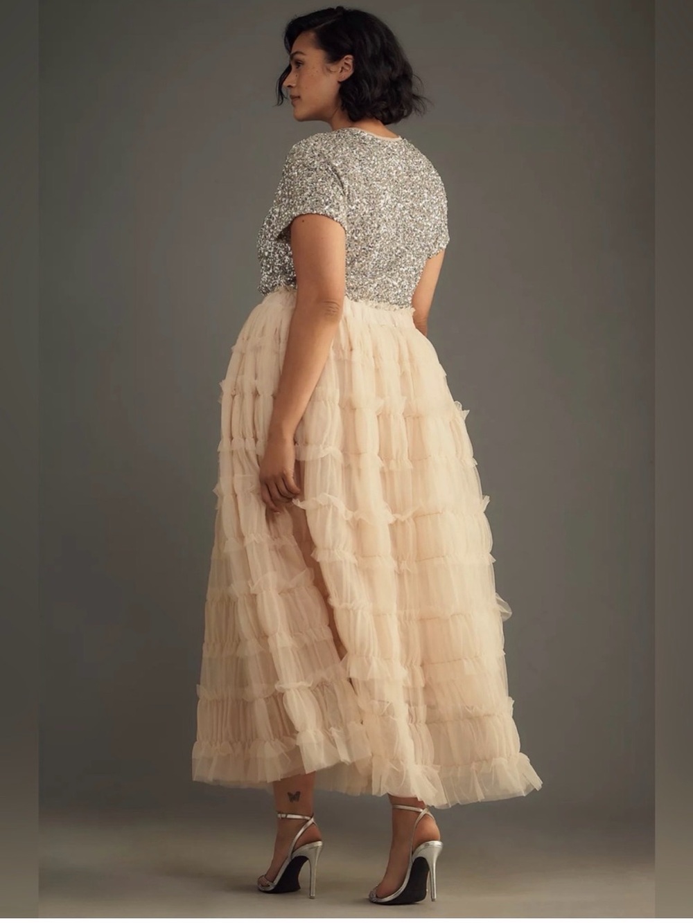 By Anthropologie Shirred Tulle Maxi Skirt Size Large - Picture 3 of 8
